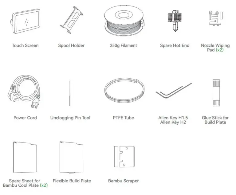 Bambu Lab X1 3D Printer User Guide - Accessory Specification