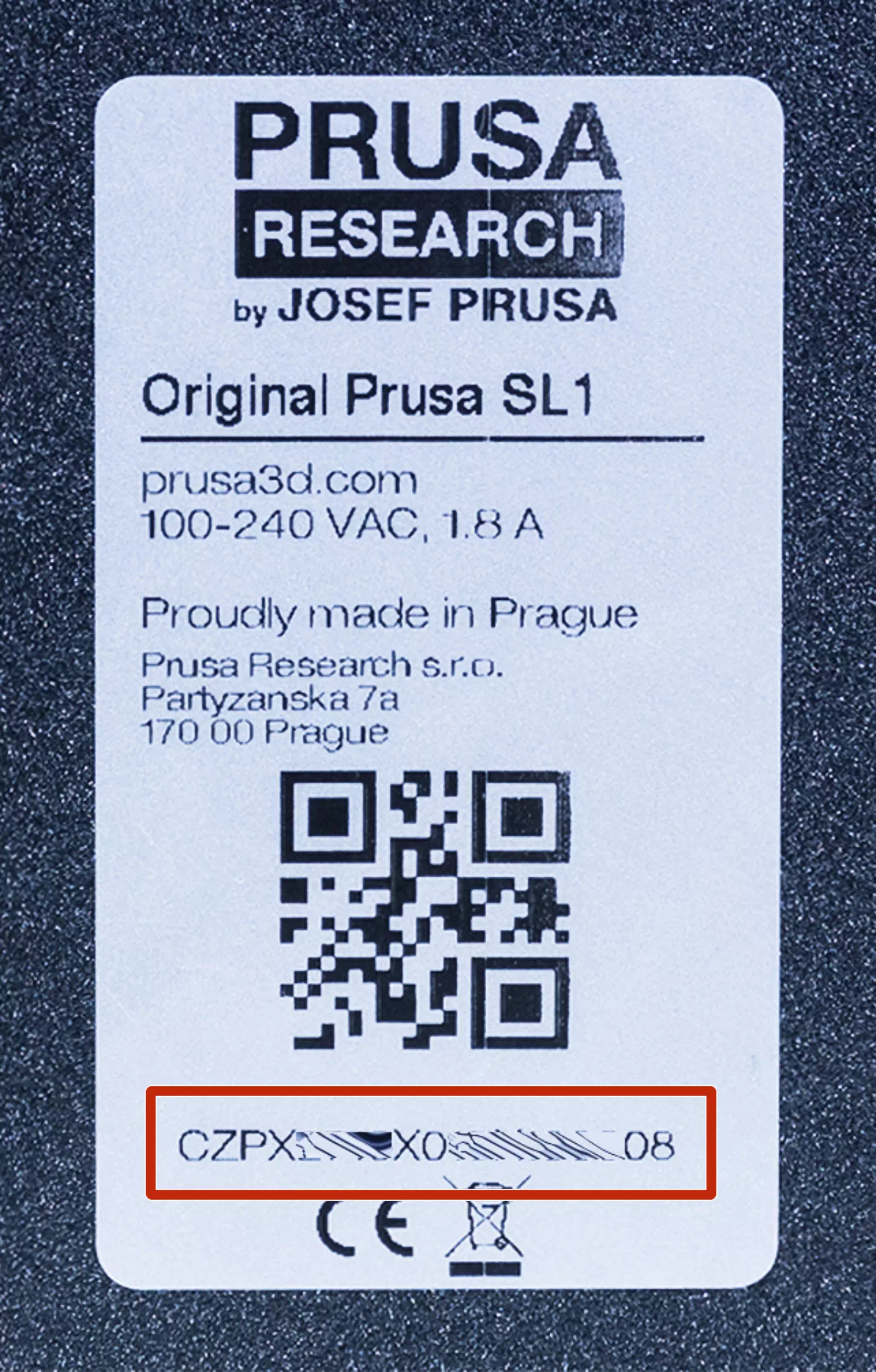 Original Prusa Serial Number