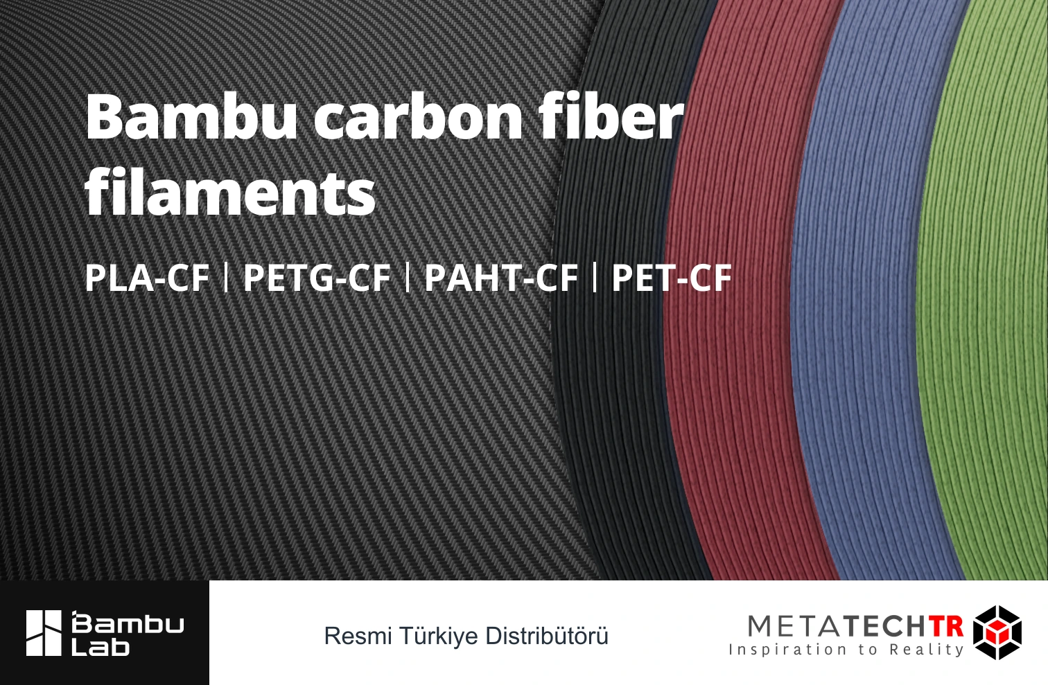 Bambu Lab'ın tarihli karbon elyaf katkılı filament ailesi görseli