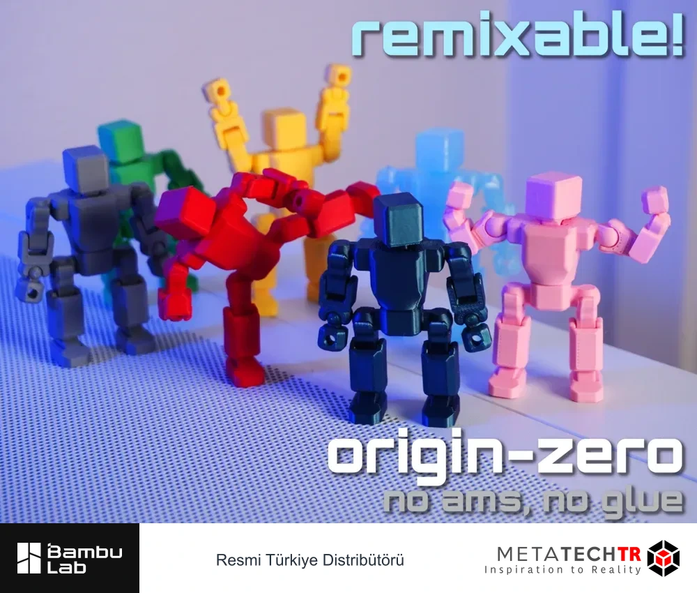 Masanın üzerinde farklı renk ve pozlarda modüler robotlar
