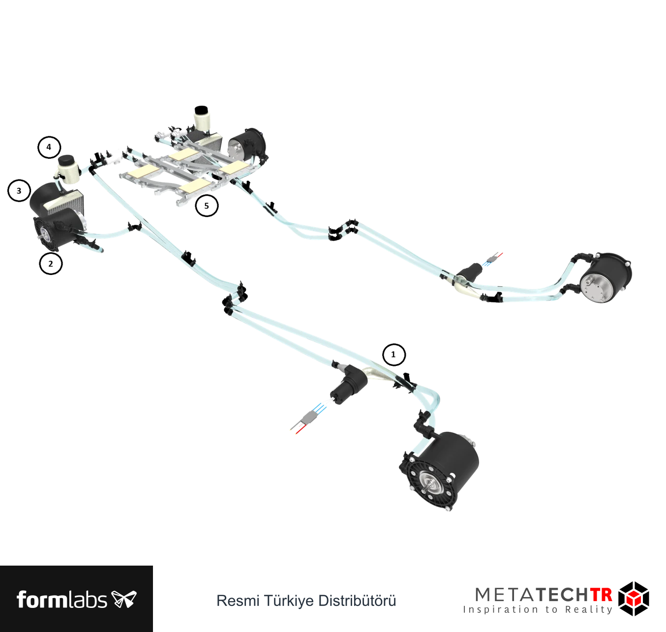 Race Up Team Padova soğutma sisteminin boru ve bileşenlerini gösteren kaynak çizimi