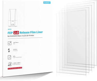 ELEGOO PFA Release Liner Film for Mars 3 and Mars 3 Pro, 5 Pieces - Elegoo